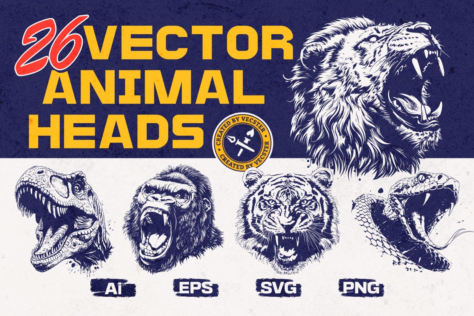 26 Animal Head Vector Illustrations — image 1
