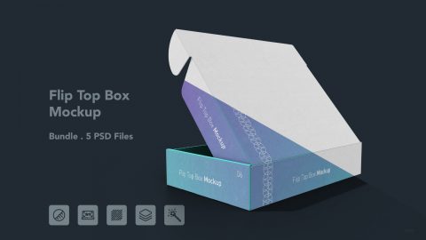 Flip Top Box Mockup – 5 PSDs Bundle