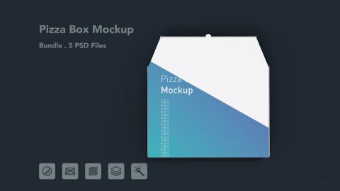 Pizza Box Mockup Bundle – 5 PSD Files, Food Packaging Mockup