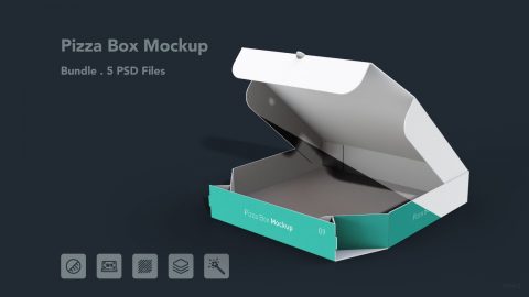 Pizza Box Mockups – 5 PSD Files, Food Packaging Mockup