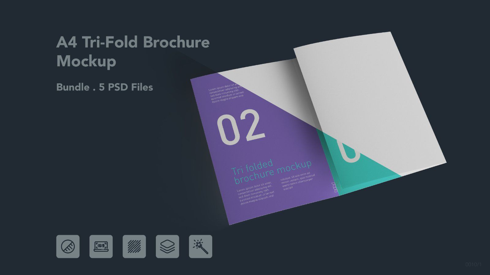 A4 Tri Fold Brochure Mockup – 5 PSD Files, 3 Folded Flyer & Print Branding Mockup — image 1
