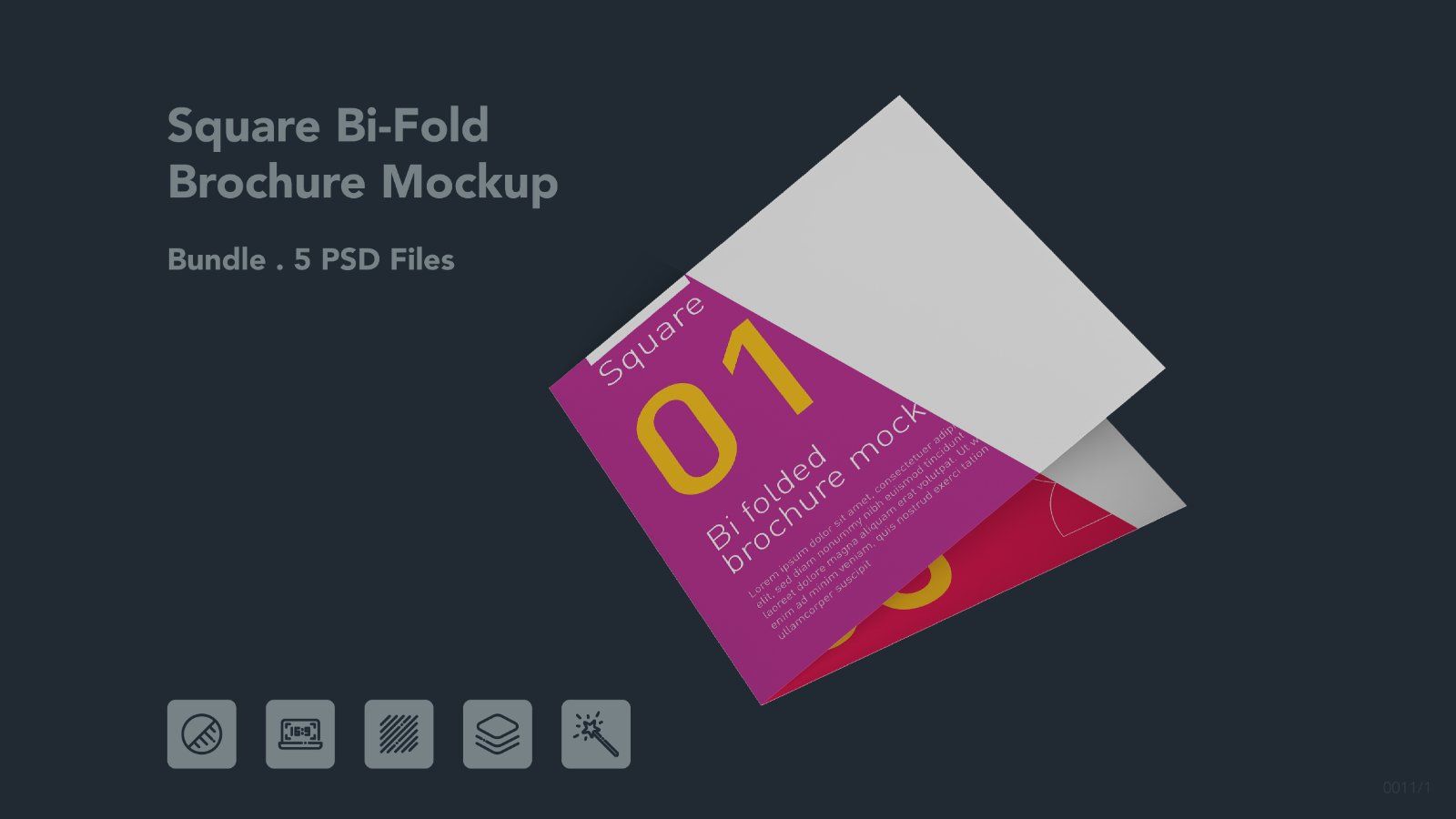 Square Bi-Fold Brochure Mockup – 5 PSD Files, Folded Flyer & Print Branding Mockup — image 1