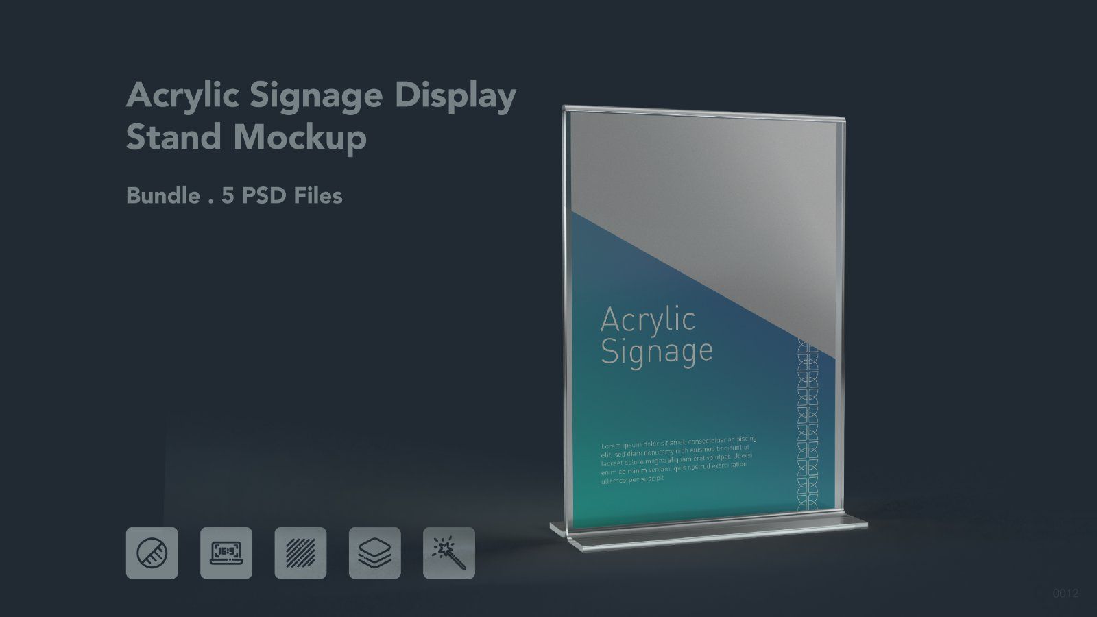 Acrylic Signage Display Stand Mockup – 5 PSD Files, Tabletop Poster & Menu Holder Mockup — image 1