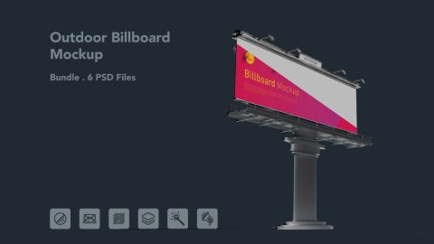 Outdoor Billboard Mockup – Advertising Display Stand, 6 PSD Files