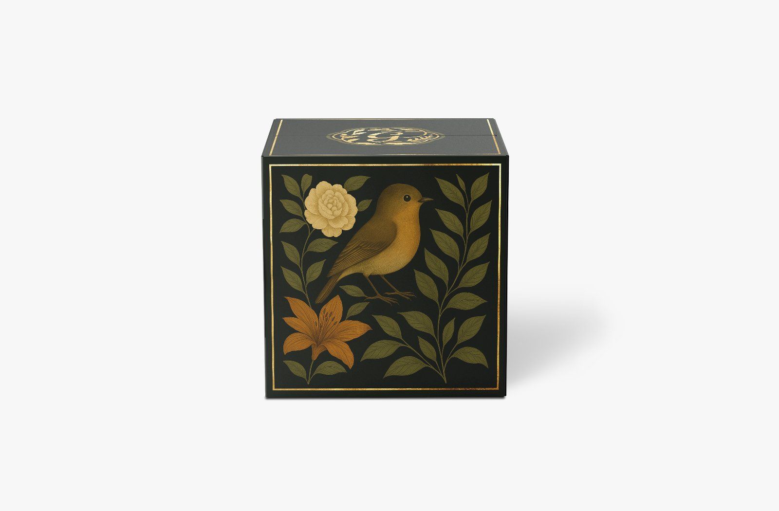 Elegant square box mockup with floral motif — image 3