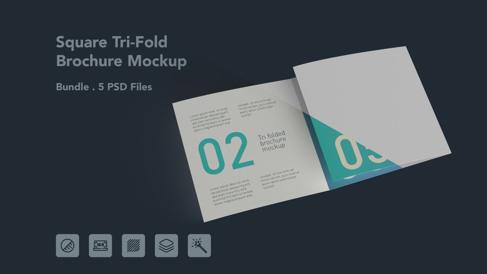 Square Tri Fold Brochure PSD Mockup - 5 PSD Files — image 1