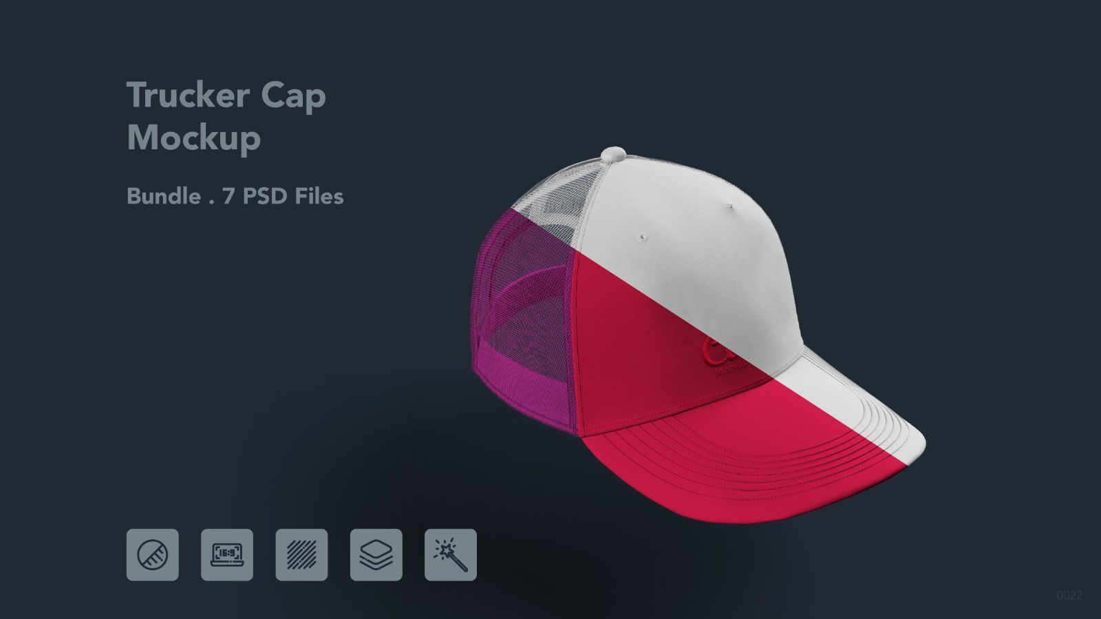 Trucker Cap Mockup – Mesh Snapback Hat, 7 PSD Files — image 1