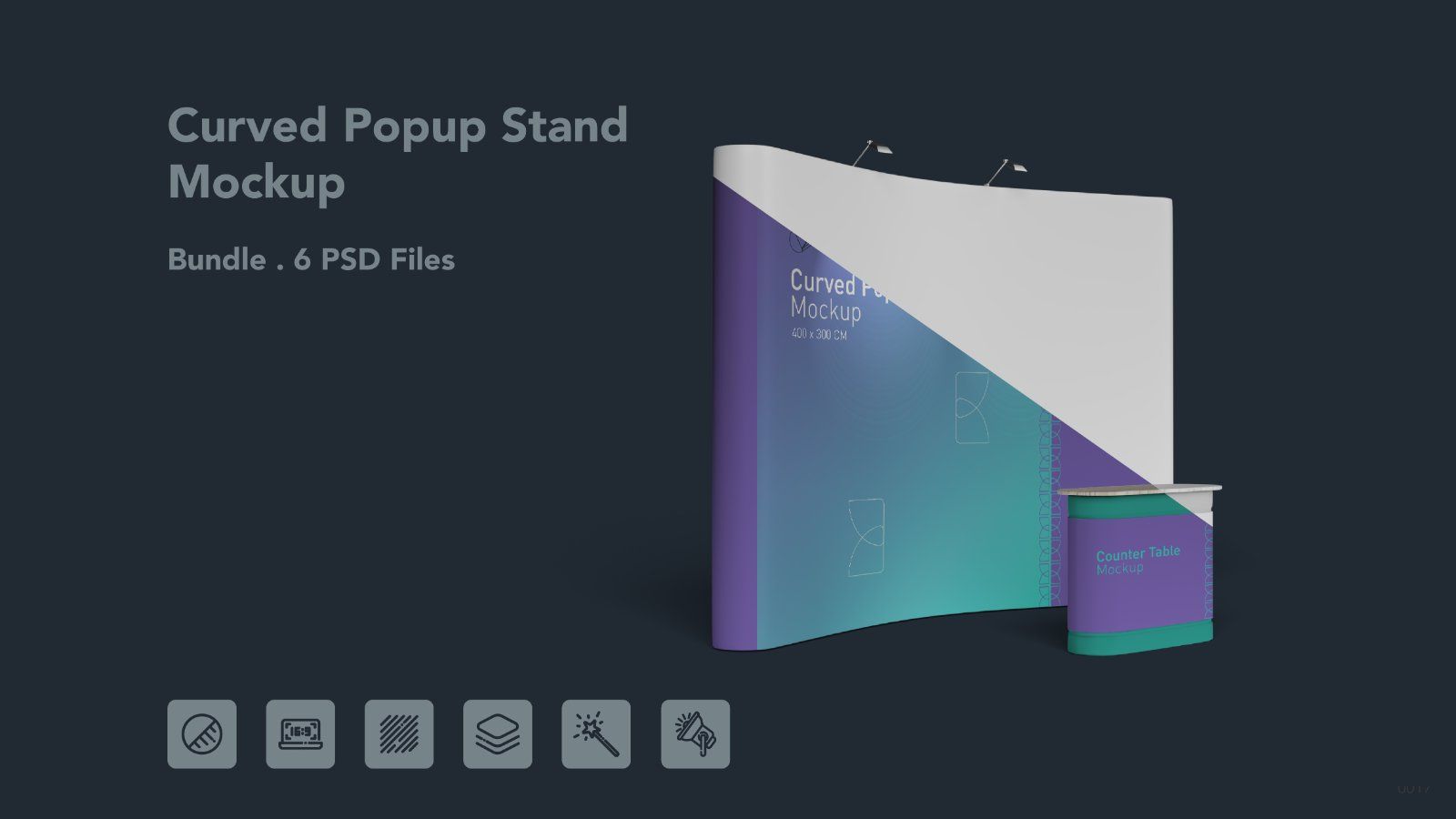 Curved Popup Stand Mockup – Exhibition Display Booth & Counter Set, 6 PSD Files — image 1