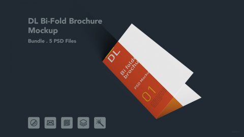 DL Bi Fold Brochure Mockup - 5 PSDs