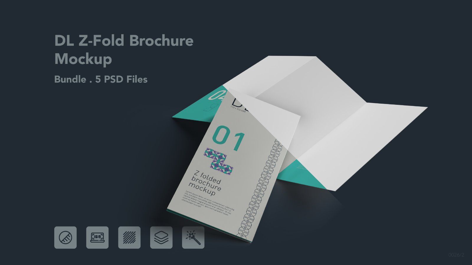 DL Z Fold Brochure Mockup - 5 PSDs Bundle — image 1