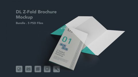 DL Z Fold Brochure Mockup - 5 PSDs Bundle