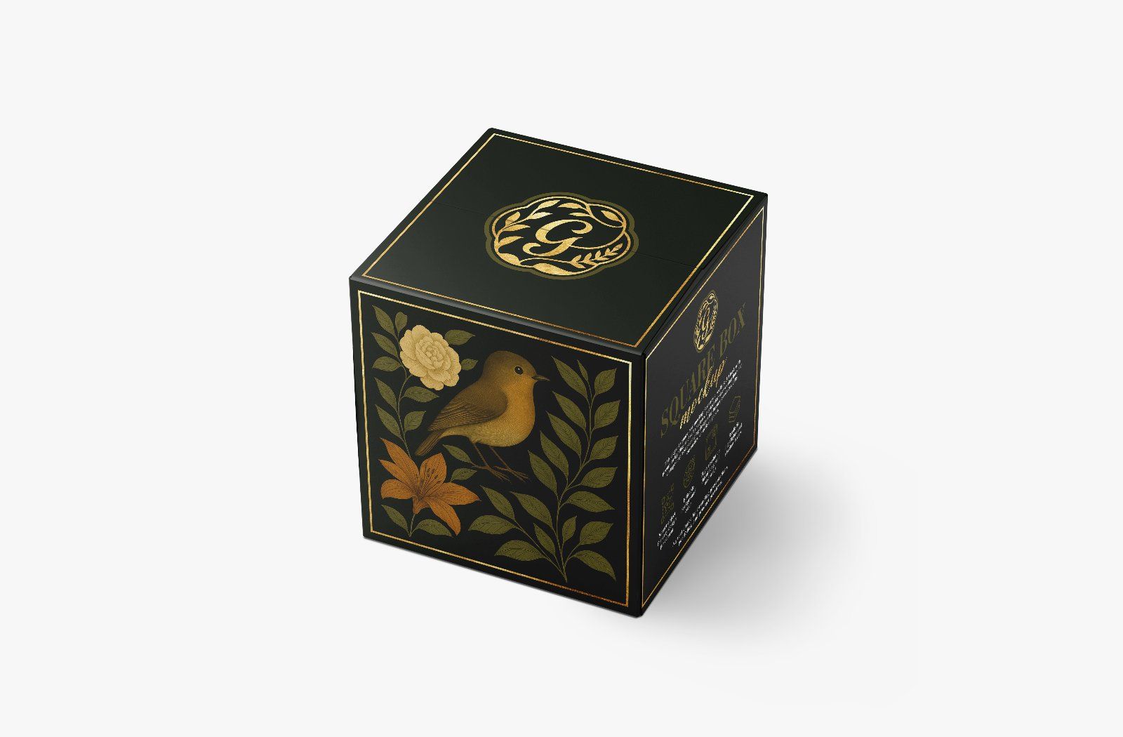 Elegant square box mockup with floral motif — image 4