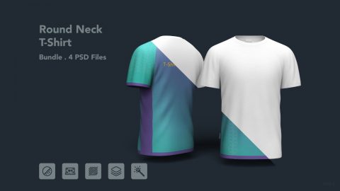 Round Neck T-Shirt Mockup - 4 PSDs