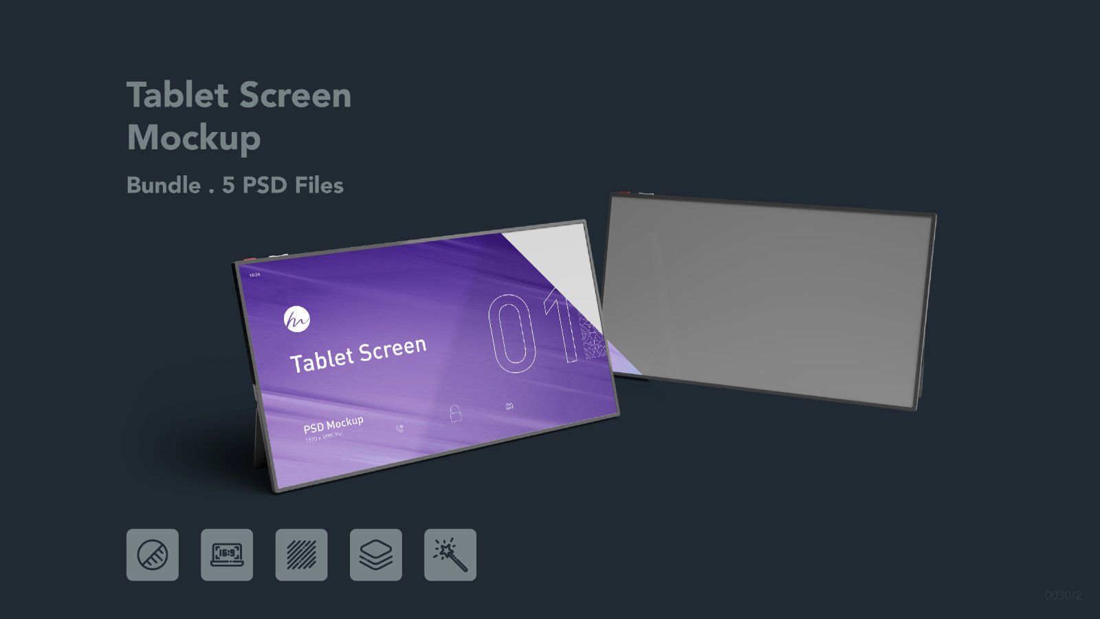 Tablet Screen Mockups - 5 PSDs — image 1