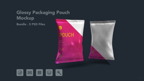 Snack Pouch Packaging Mockup - 5 PSD