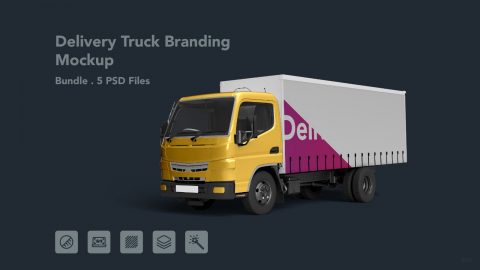 Delivery Box Truck Mockup - 5 PSDs