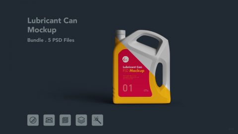 Lubricant Oil Can Mockup – 5 PSD