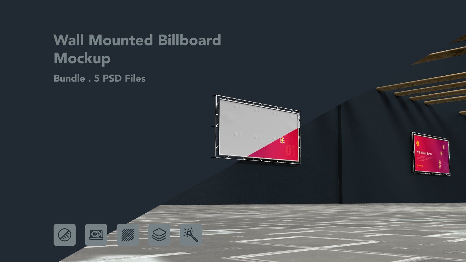 Wall Mounted Banner Billboard Mockup – 5 PSDs — image 1