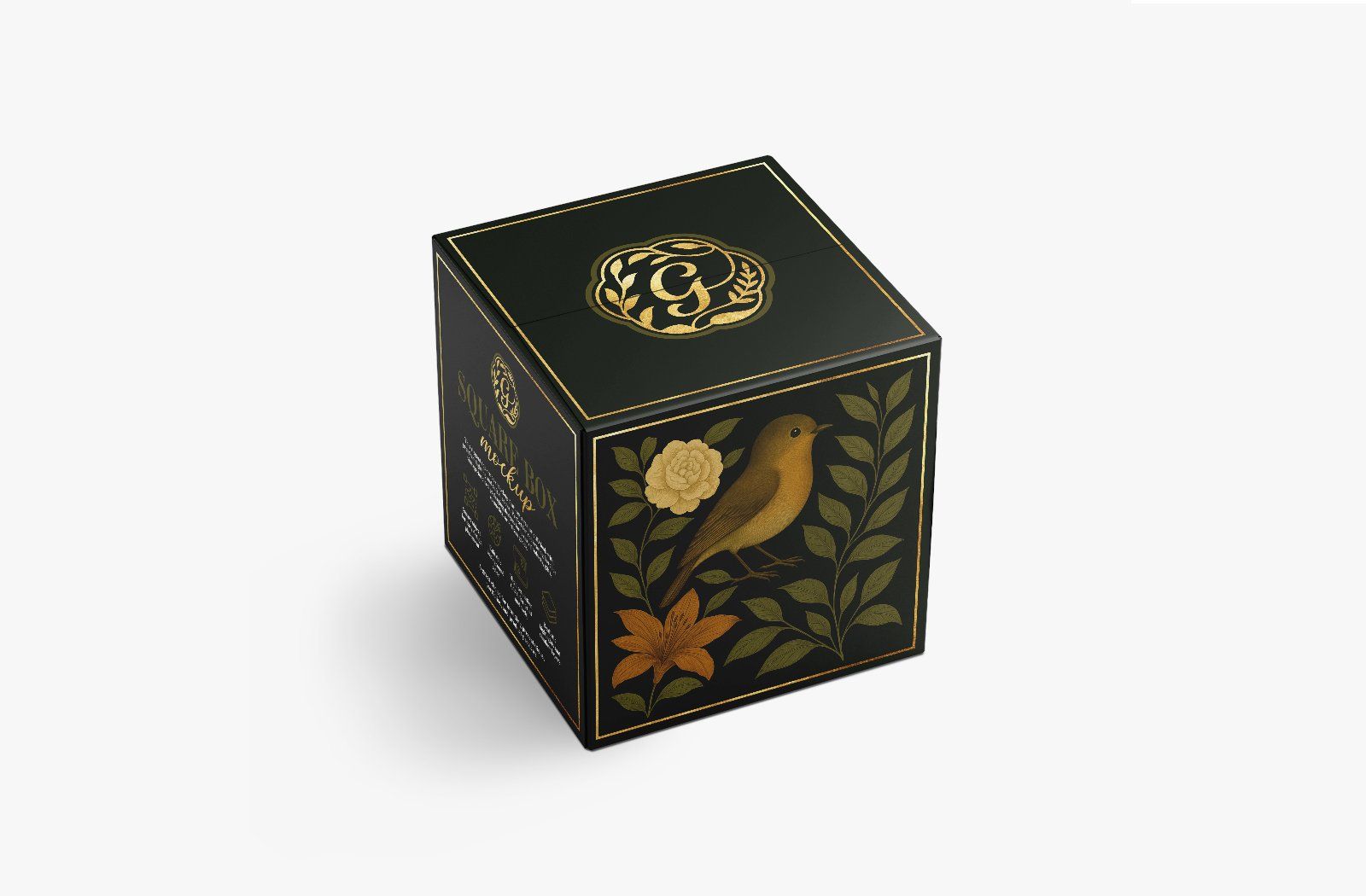 Elegant square box mockup with floral motif — image 7