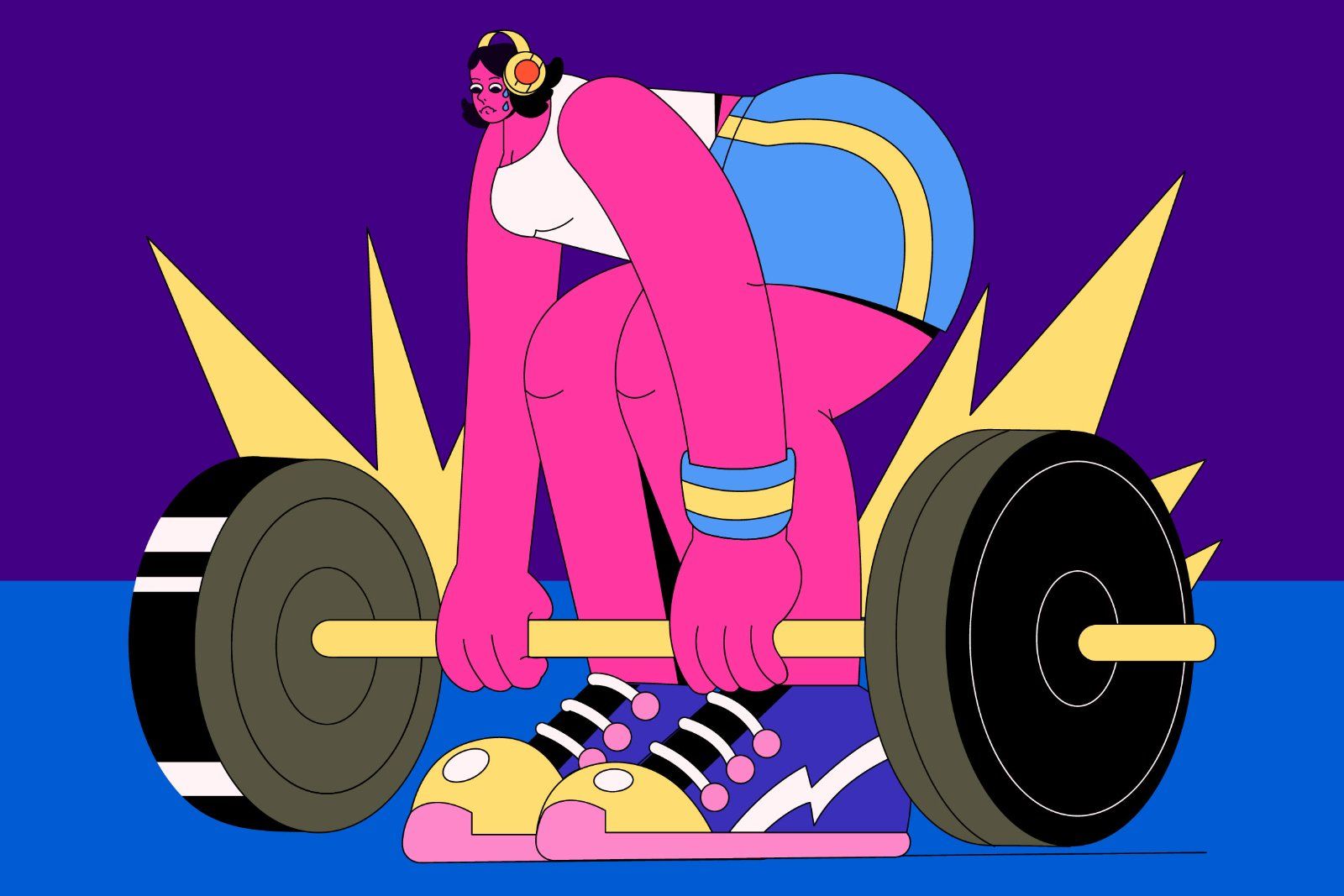 Purple Flat Design Gym Fullset Illustration — image 1