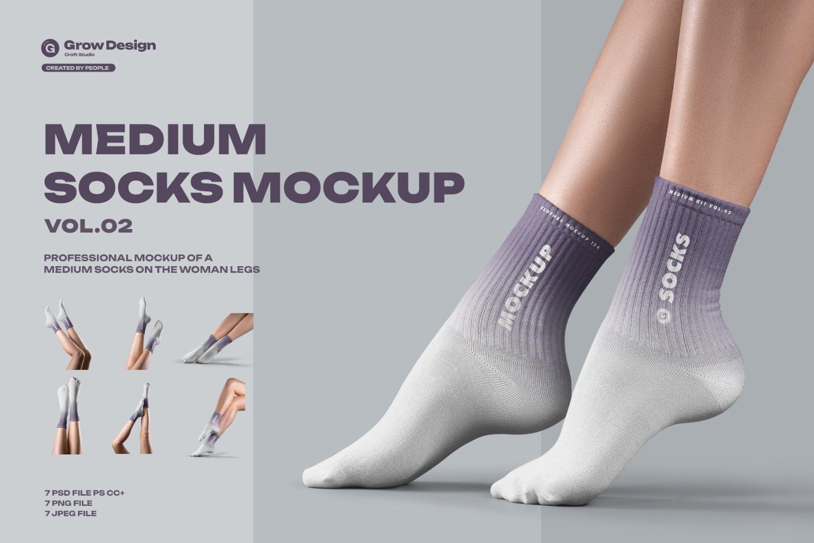 7 Medium Socks Mockup Set Female Legs — image 1