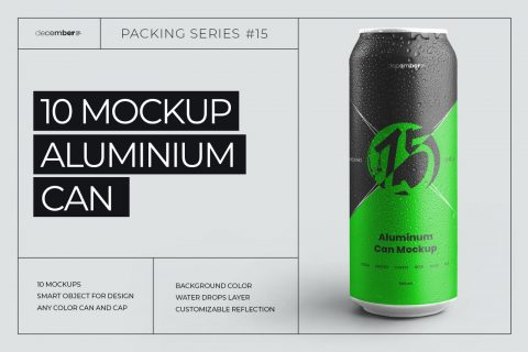 8 Mockups Aluminium Can 500 Ml