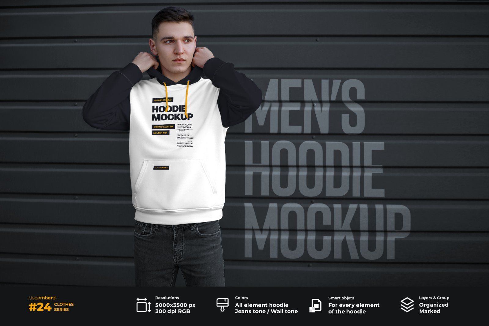 7 Mockups Hoodie on the Man. Urban Style — image 1