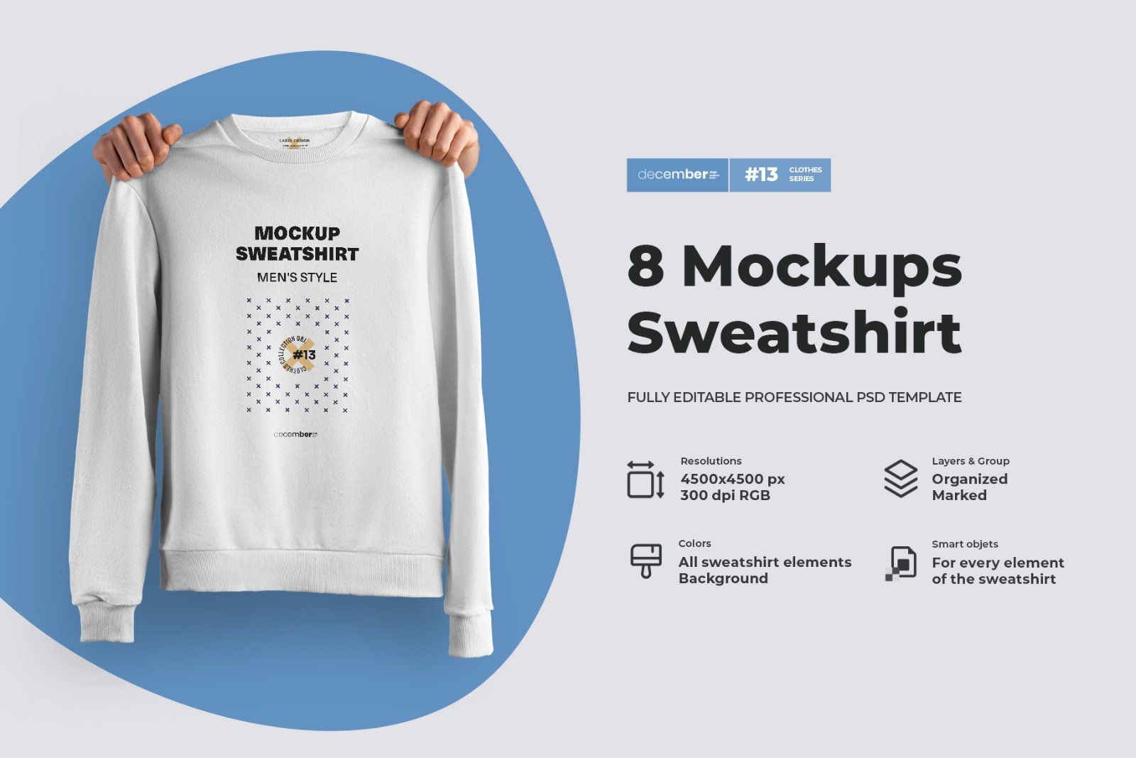 8 Mockups Isolated Sweatshirt — image 1