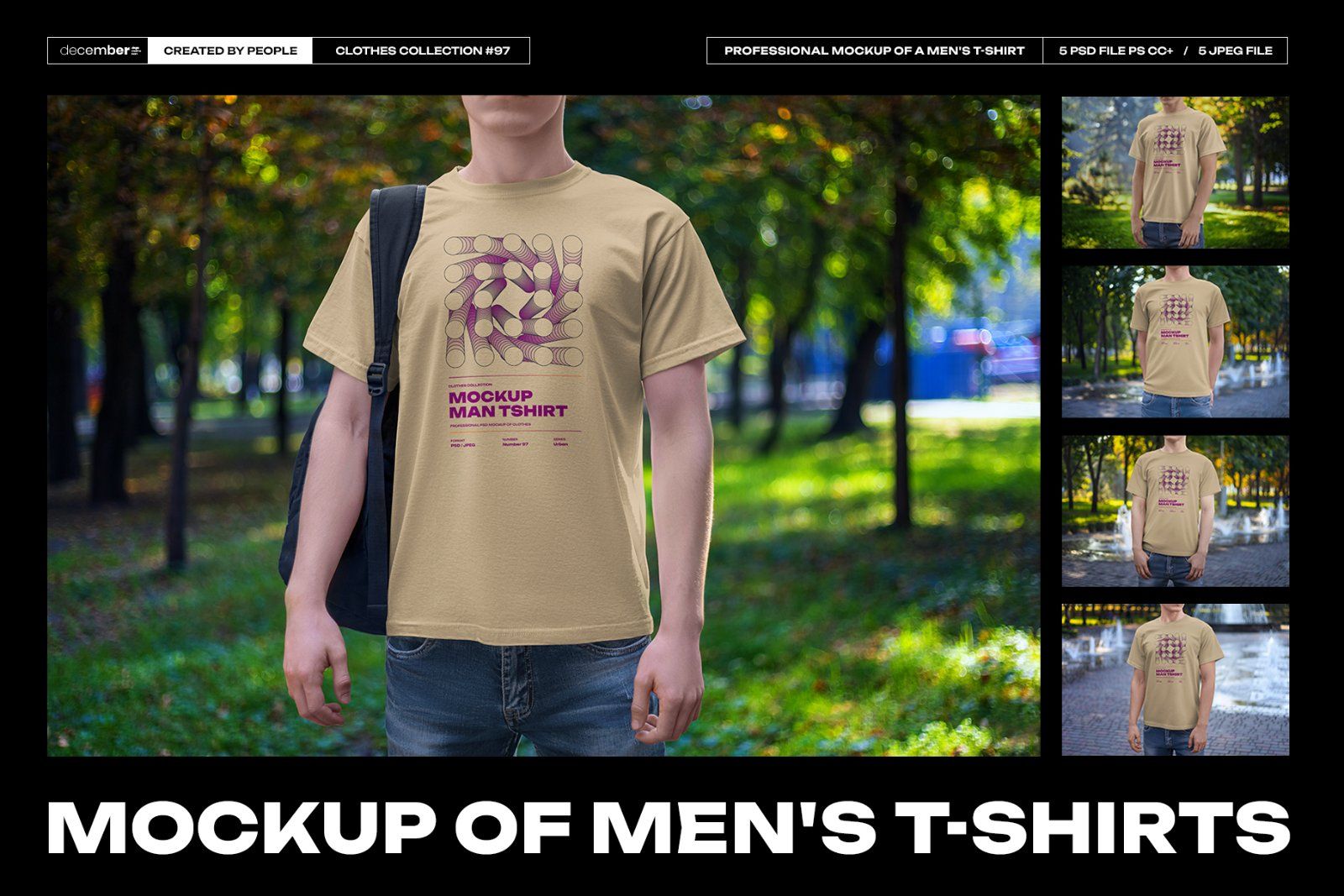 5 Mockups Man T-Shirt on the Street — image 1