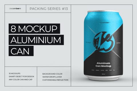 8 Mockups Aluminium Can