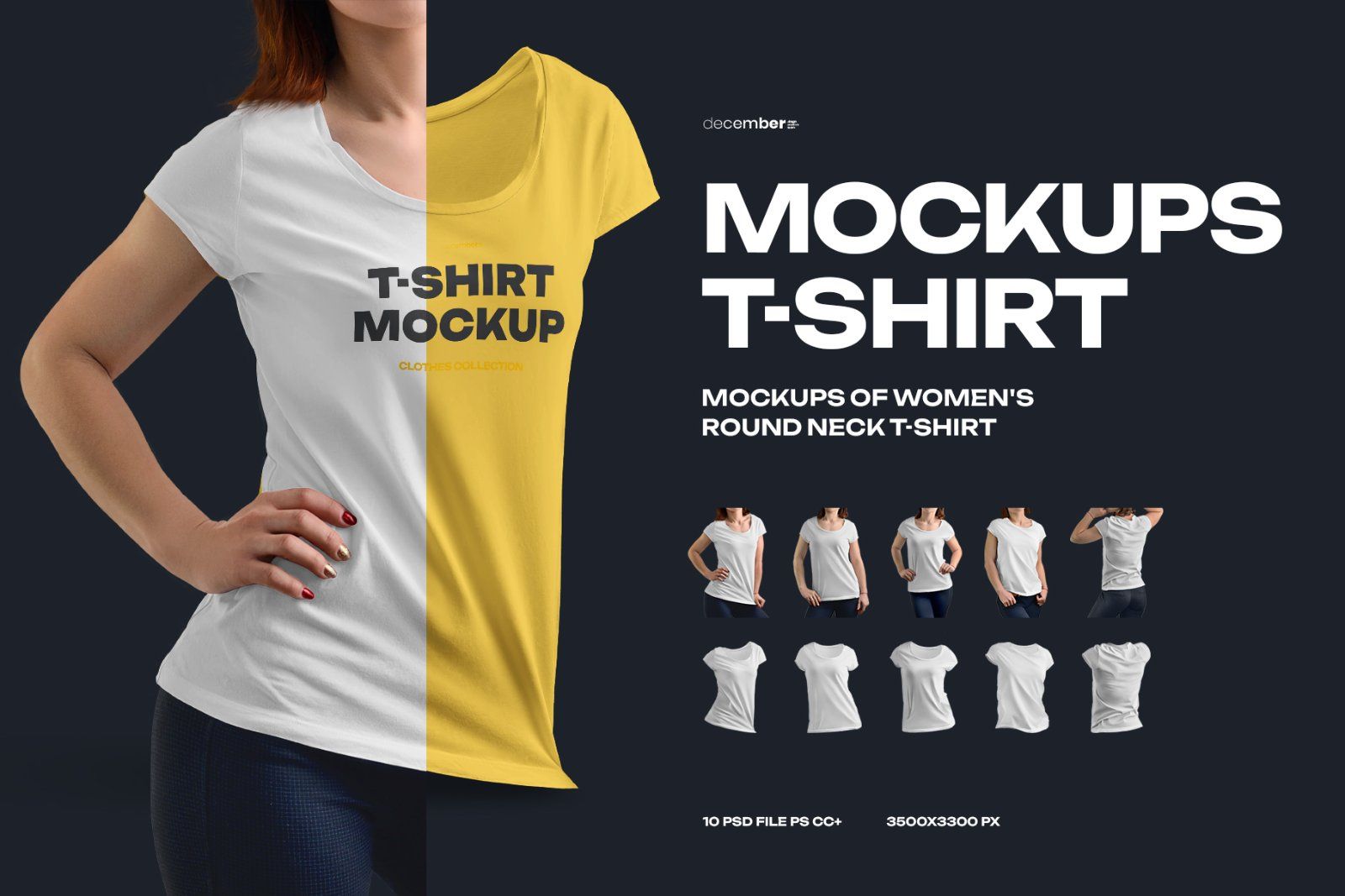 10 Mockups of Women's Round Neck T-Shirt — image 1