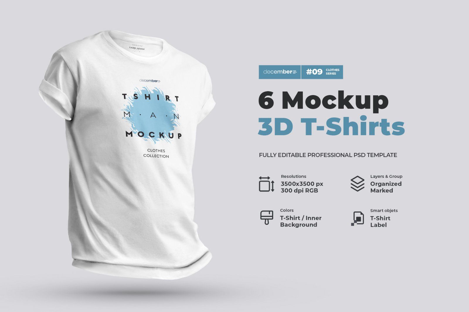 6 Mockups T-Shirts 3d Style. — image 1