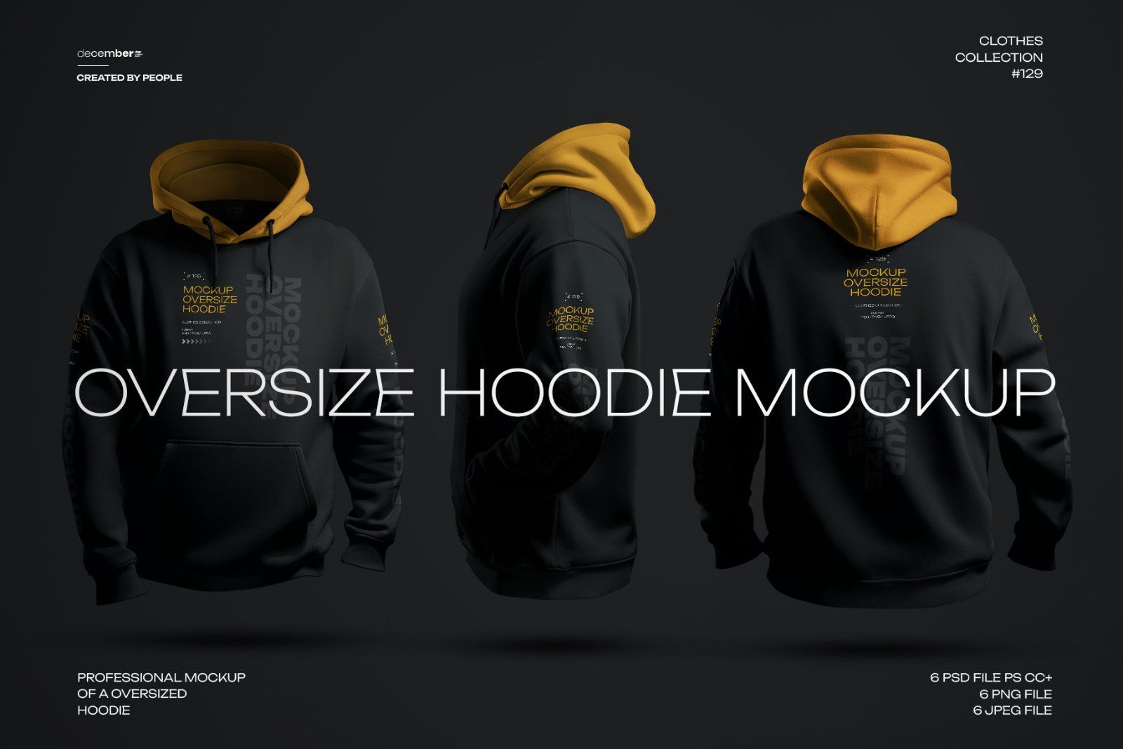 6 Mockups Oversize Hoodie in 3D Style. Dark Light. vol.02 — image 1