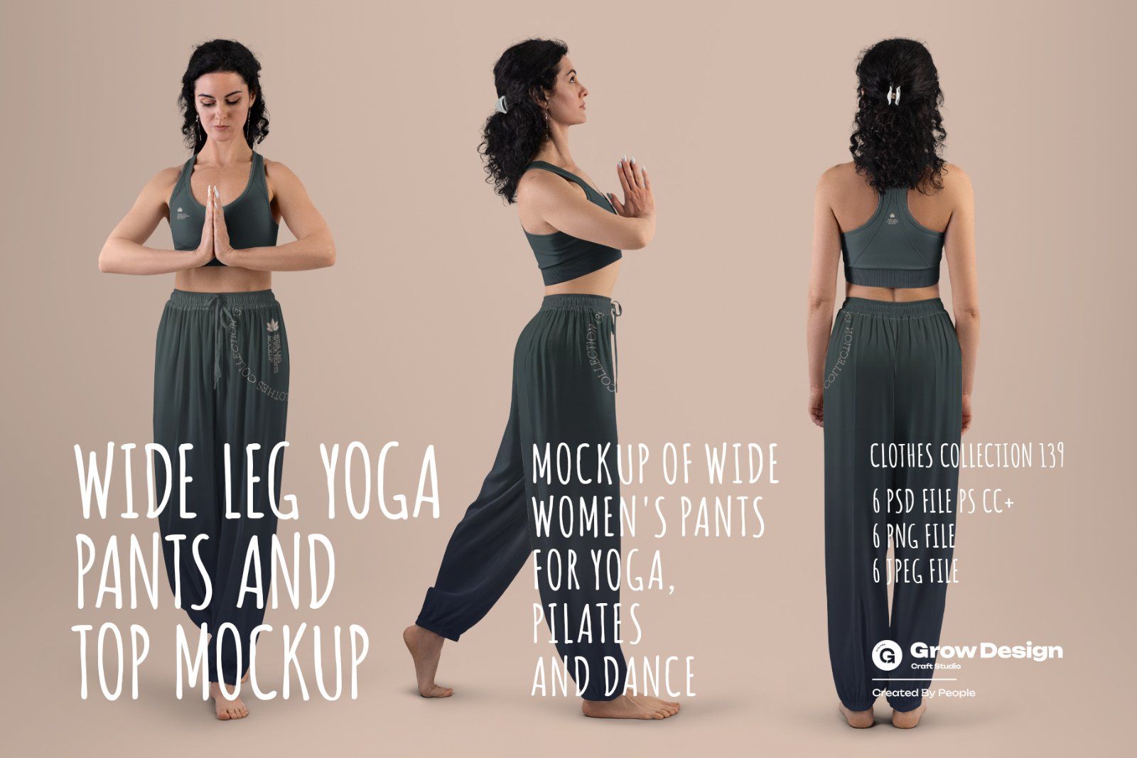 6 Wide Leg Pants Mockups and Top for Yoga and Pilates. vol.03 — image 1