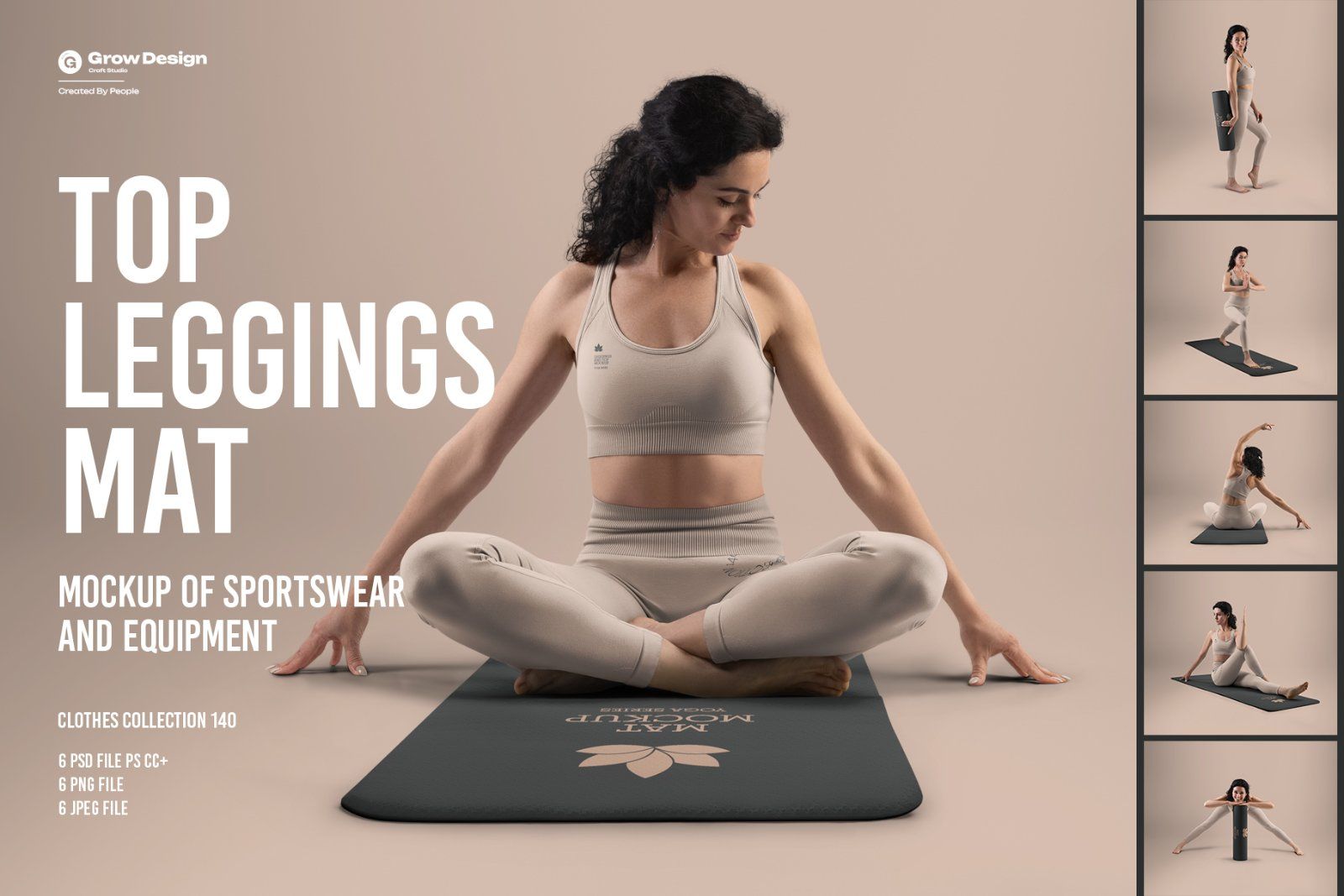 6 Mockups Leggings, Top and Mat for Yoga and Pilates. vol.01 — image 1