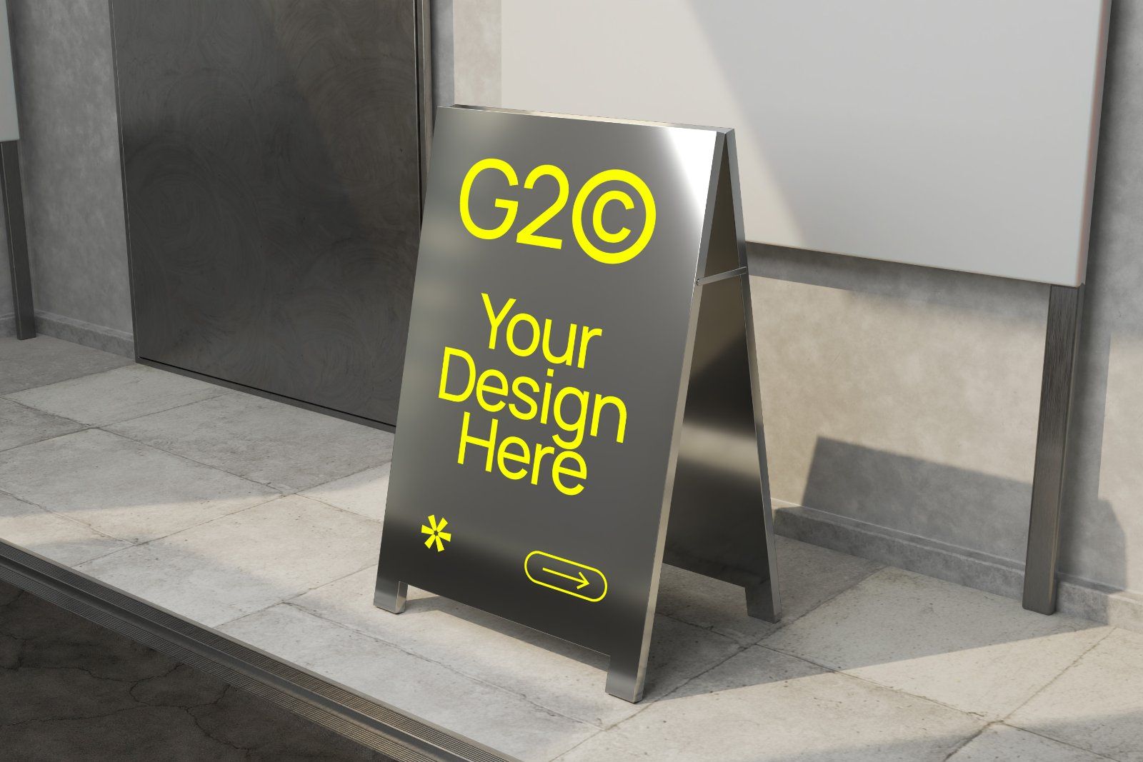 Outdoor Floor Folding Metalic Signage Mockup — image 2