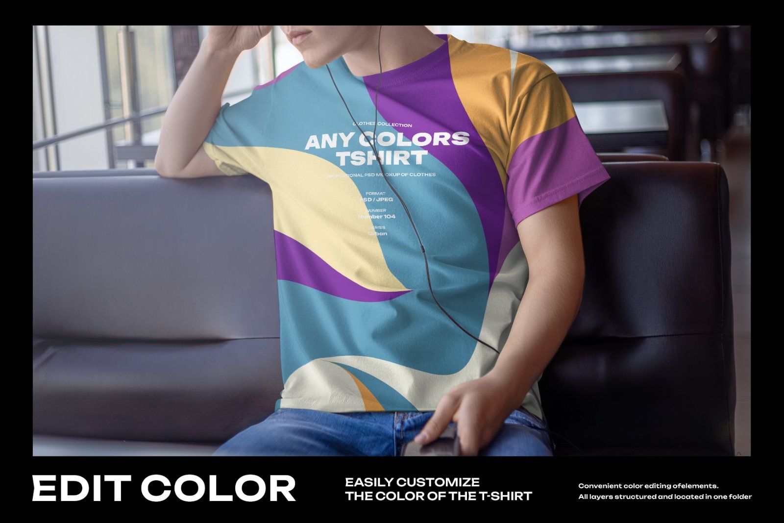 4 Mockups Man T-Shirt In The Indoor — image 2