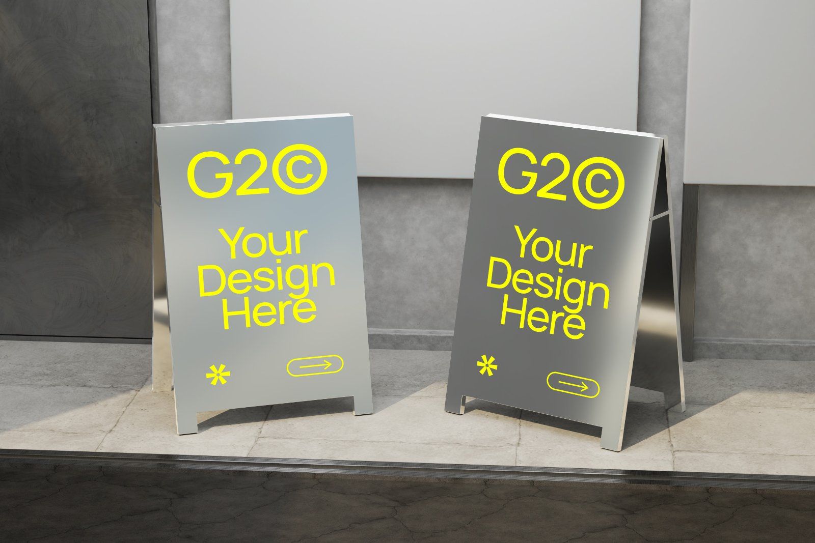 Outdoor Floor Folding Metalic Signage Mockup — image 3