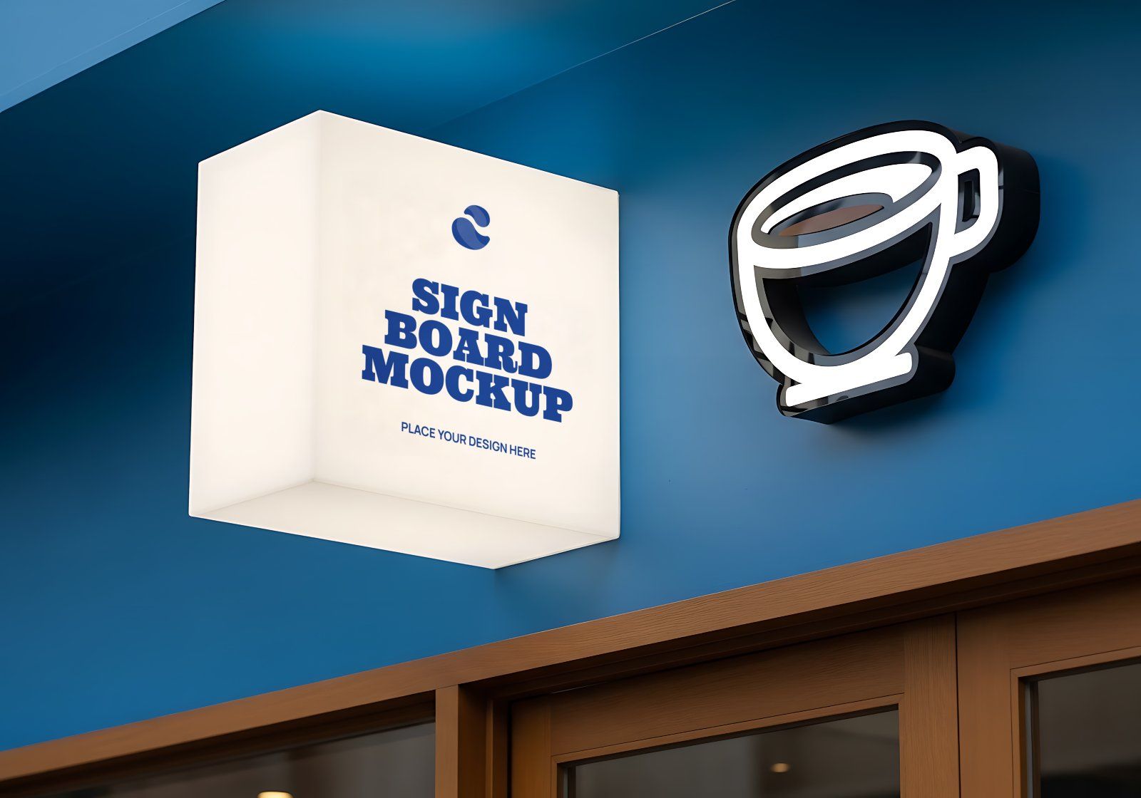 Premium Branding Blue Cafe Coffee Shop Mockup — image 2