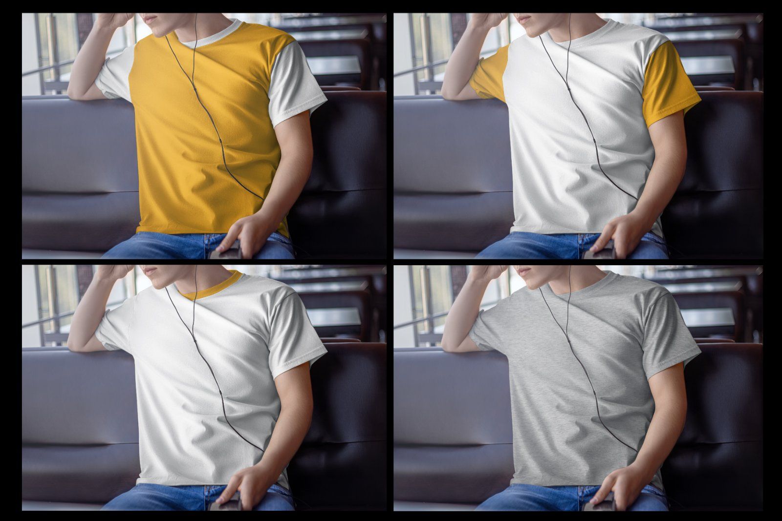 4 Mockups Man T-Shirt In The Indoor — image 3