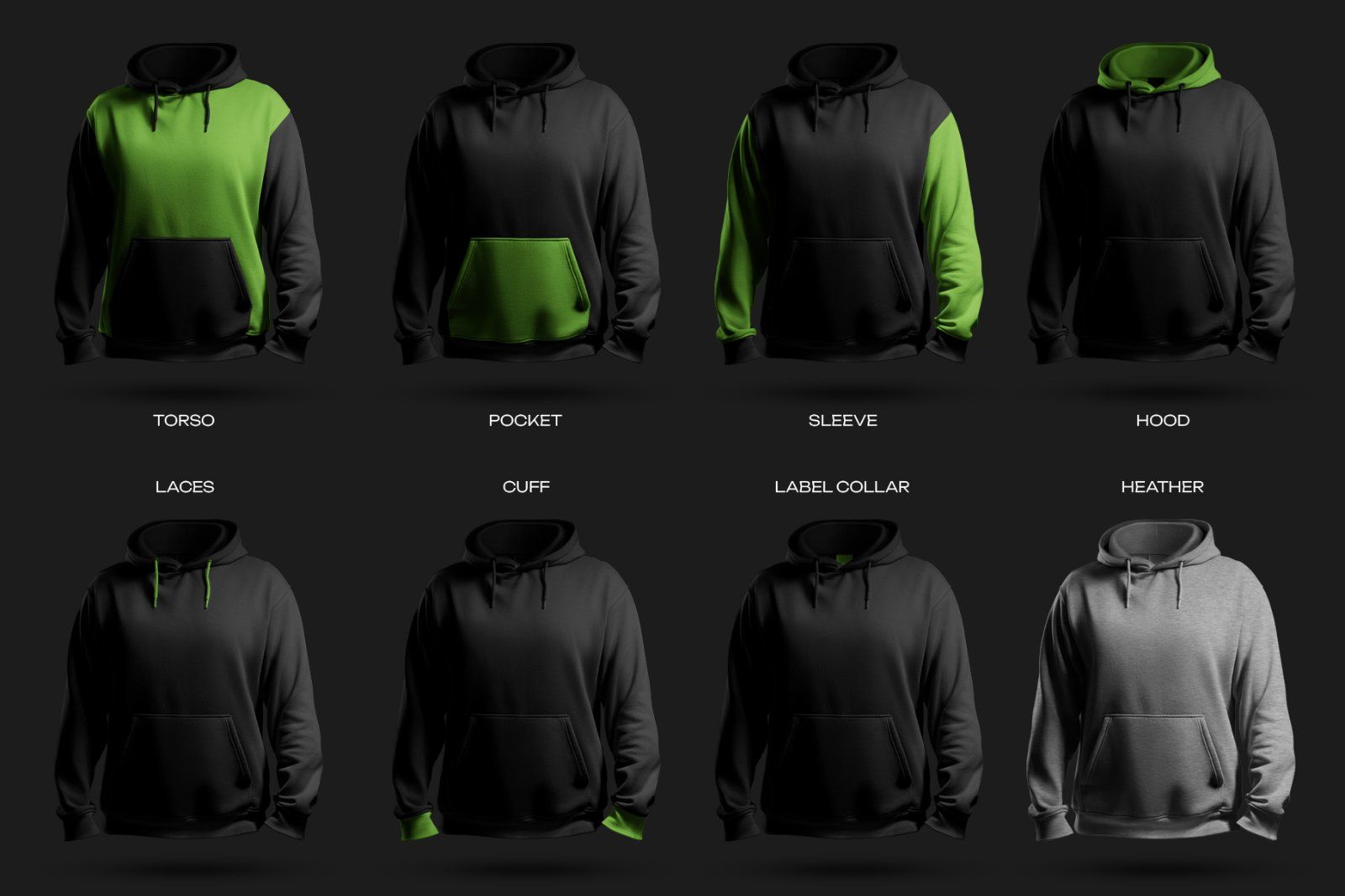 6 Mockups Oversize Hoodie in 3D Style. Dark Light. vol.02 — image 3