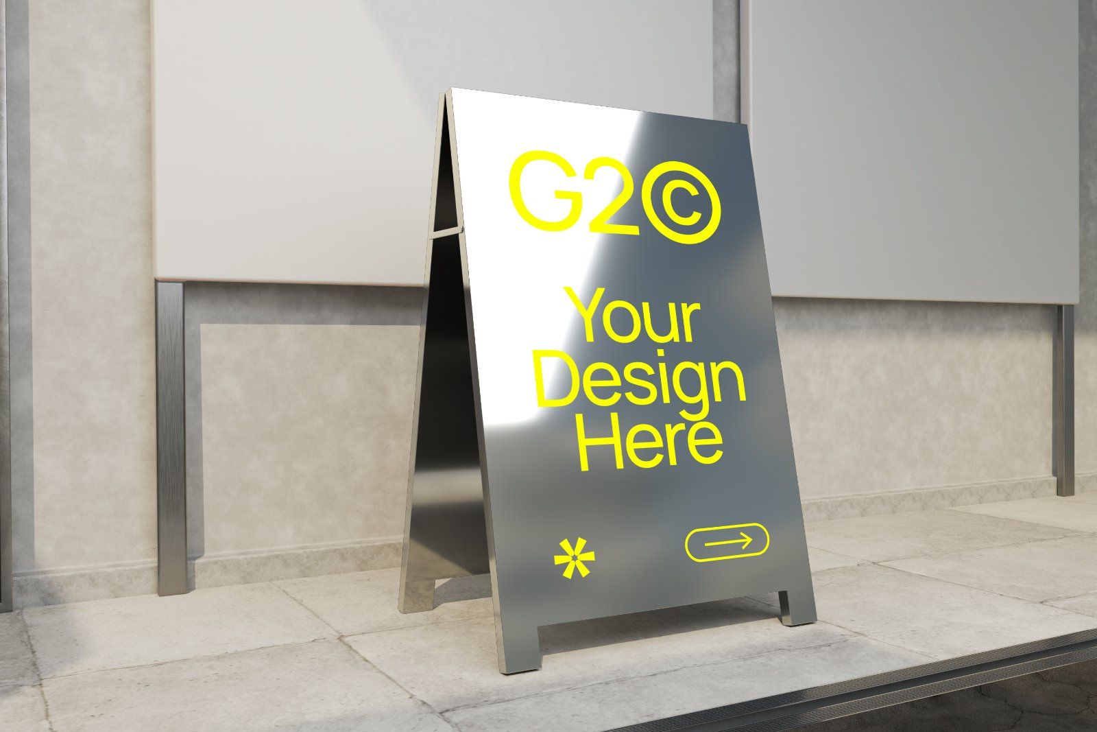 Outdoor Floor Folding Metalic Signage Mockup — image 4
