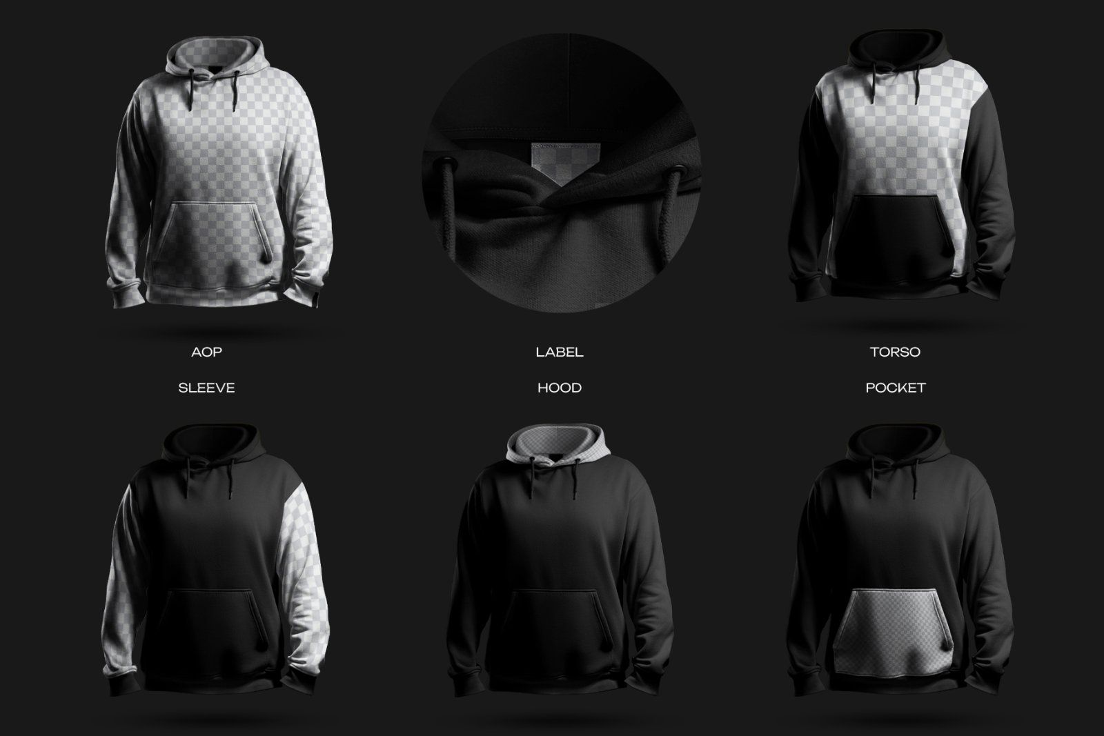 6 Mockups Oversize Hoodie in 3D Style. Dark Light. vol.02 — image 5