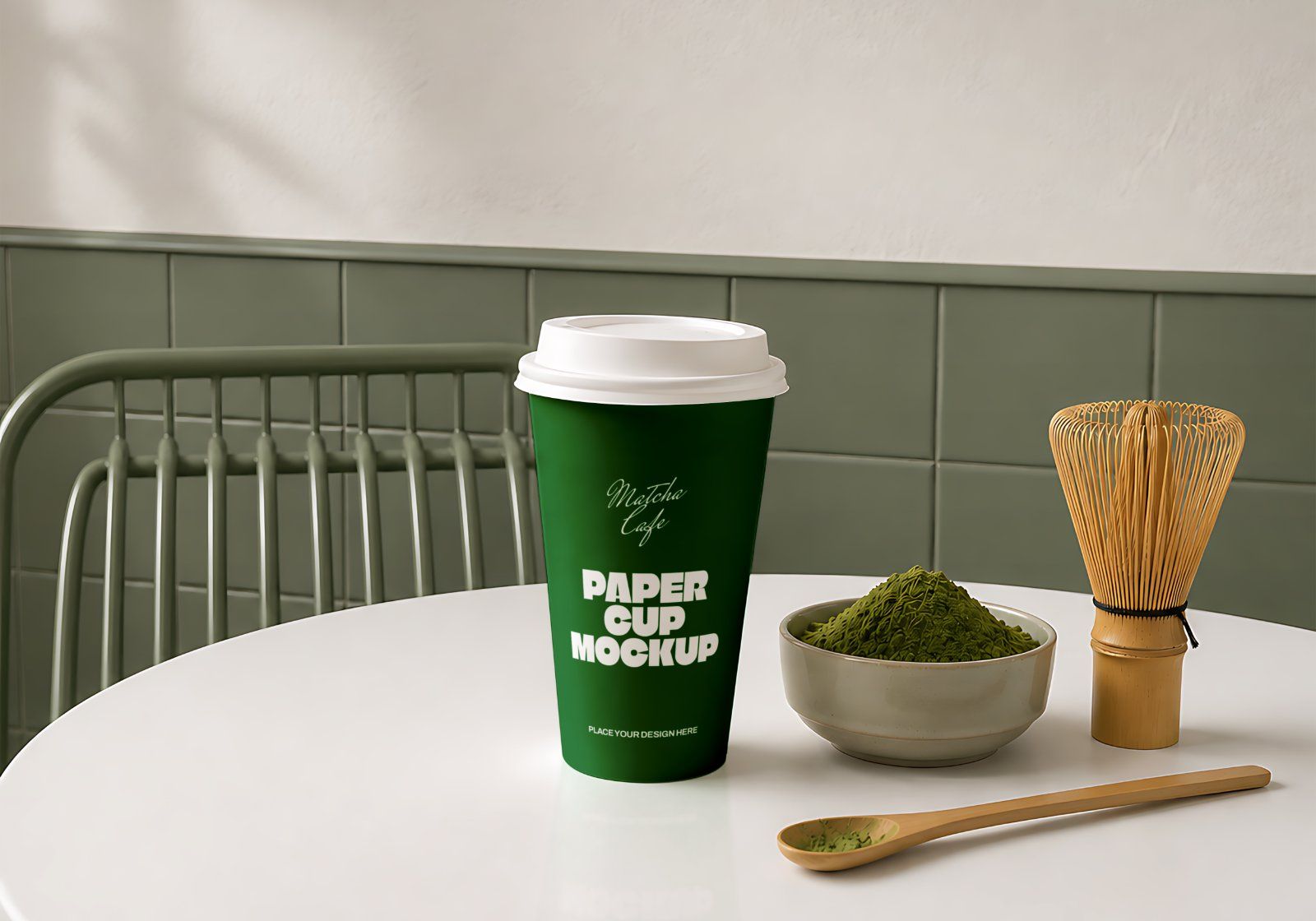 Premium Matcha Cafe Branding Mockup Bundle – 15 Aesthetic PSD Scenes for Tea House, Bakery & Packagi — image 19