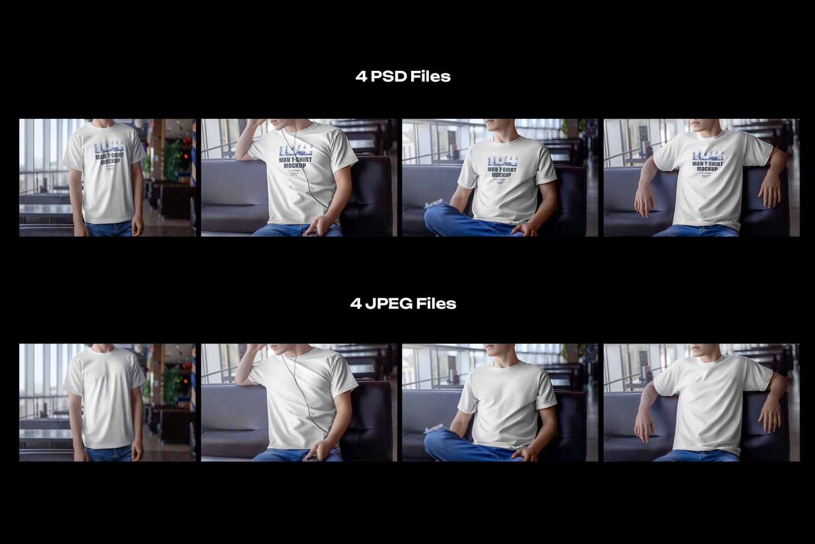 4 Mockups Man T-Shirt In The Indoor — image 7