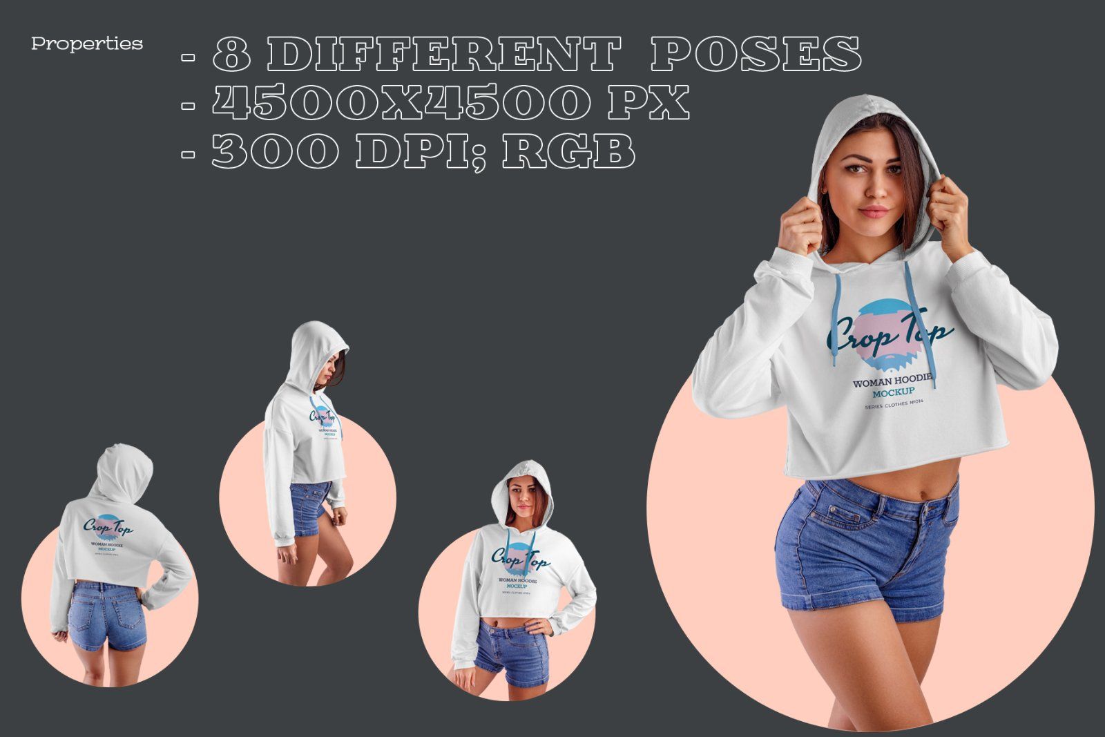 8 Mockups Women Crop Top Hoodie — image 6