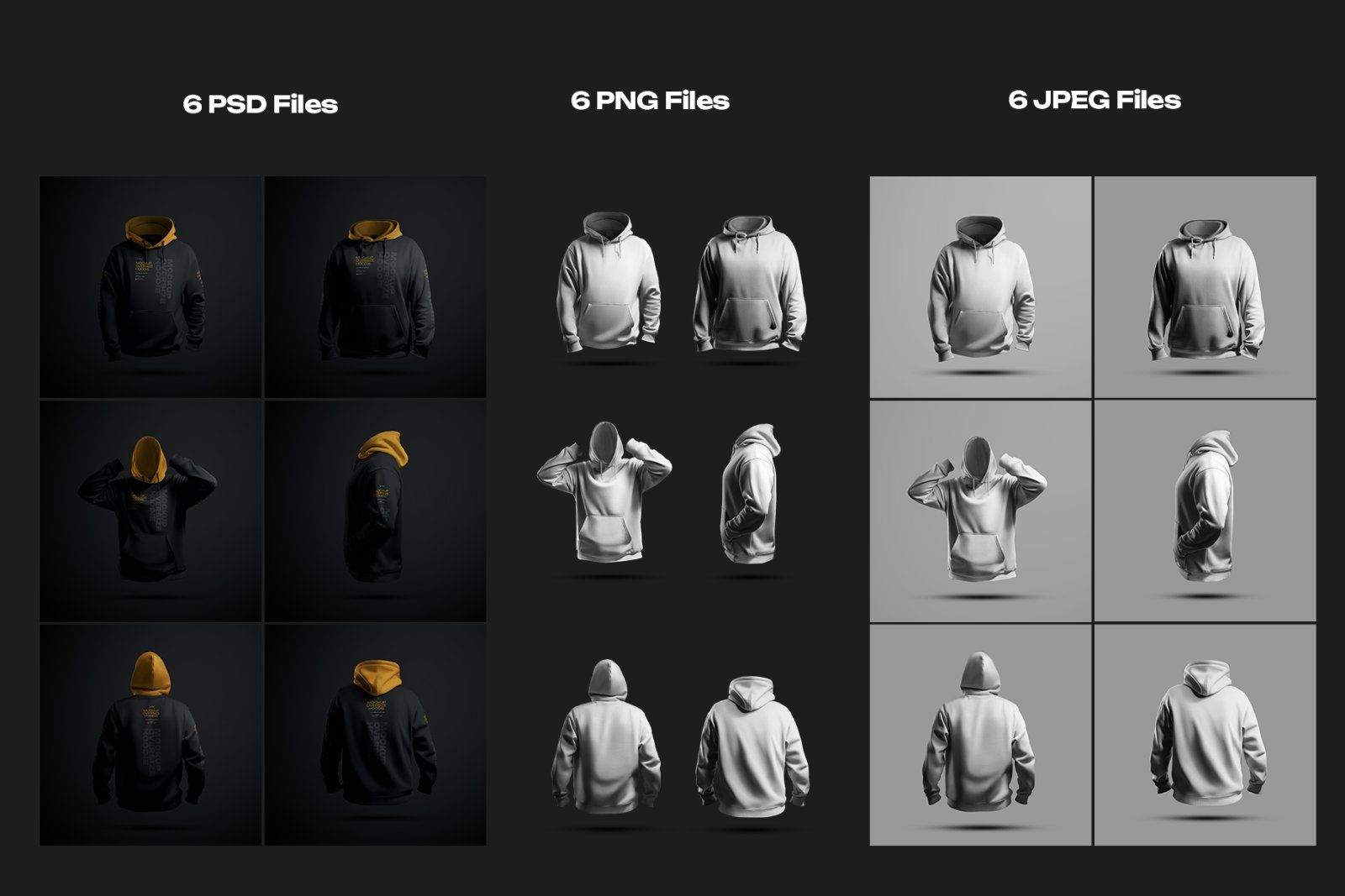 6 Mockups Oversize Hoodie in 3D Style. Dark Light. vol.02 — image 7