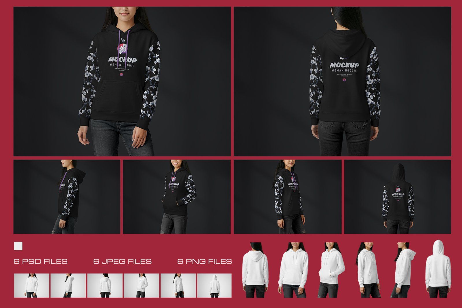 Women Hoodie Mockup Set Asian Model Studio. Generated Ai — image 7