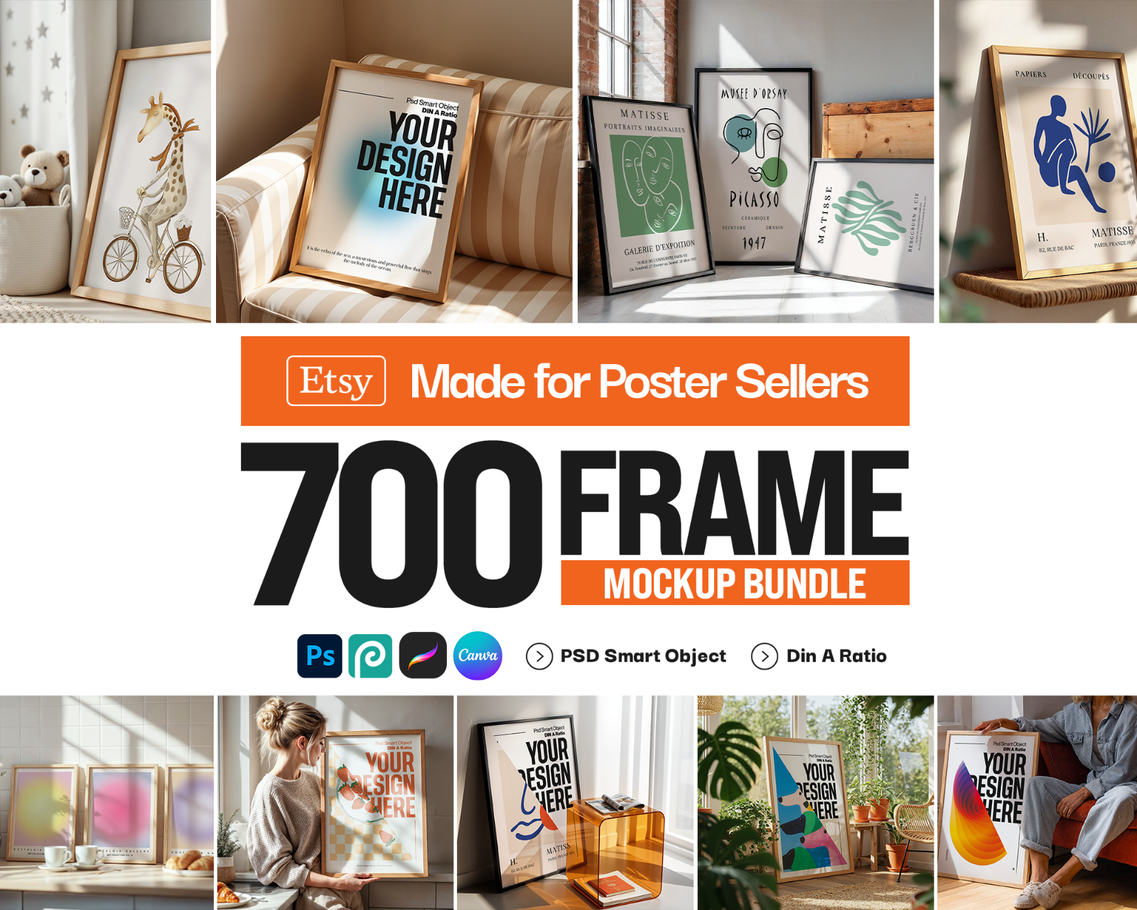 700 Frame Mockup Mega Bundle: Wall Art & Poster Display (PSD Digital Download) — image 1