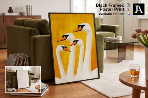 Black Framed Poster | 2x3 Ratio PSD